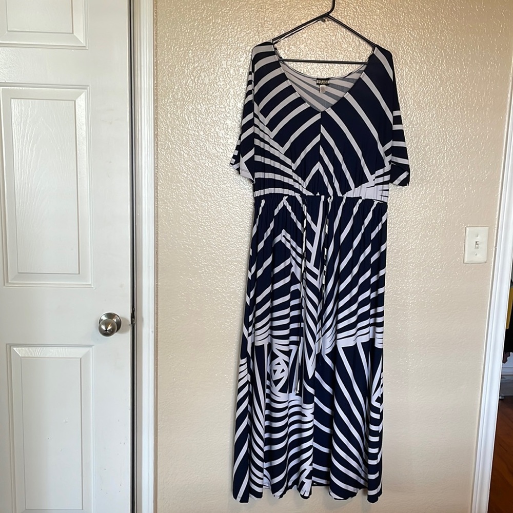 Haani blue and white strip maxi dress